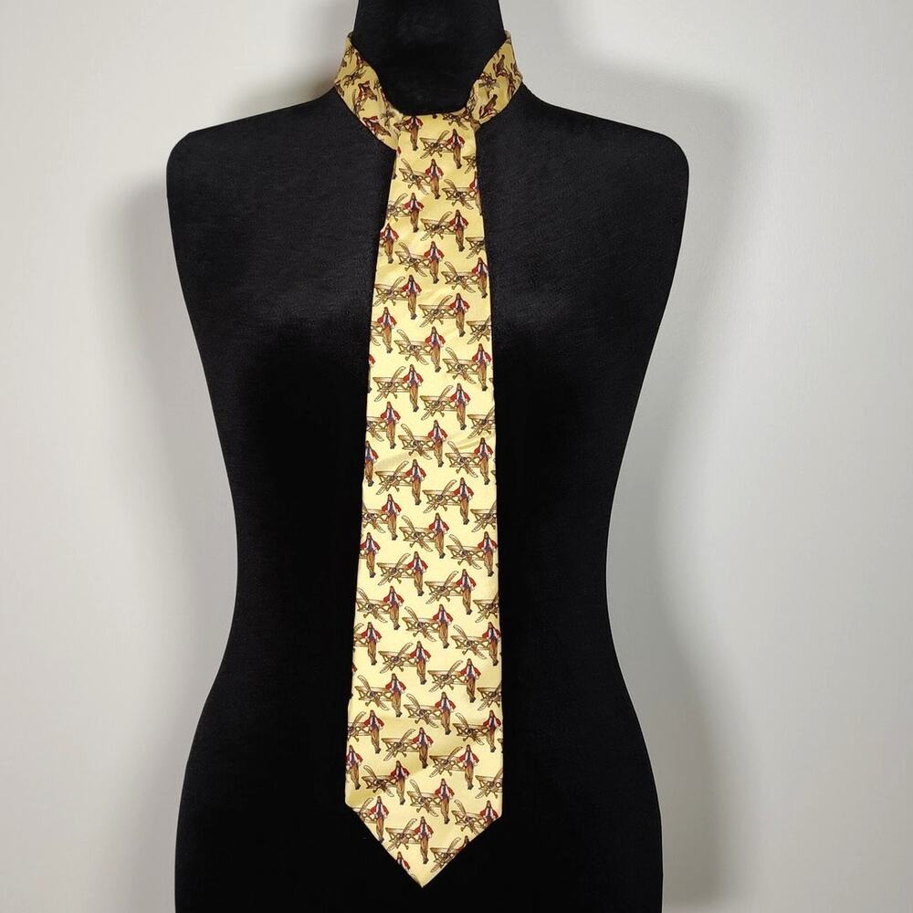Silk Airplane Tie Vintage Pilot Novelty Retro 90s 4 Inch Width